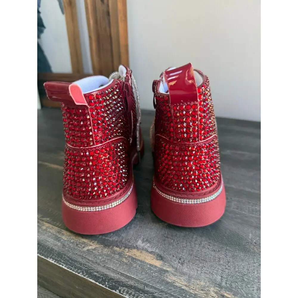 Lola + The Boys Crystal Ruby Boots Kids Size 34 / Big Kid 3 NWOT
